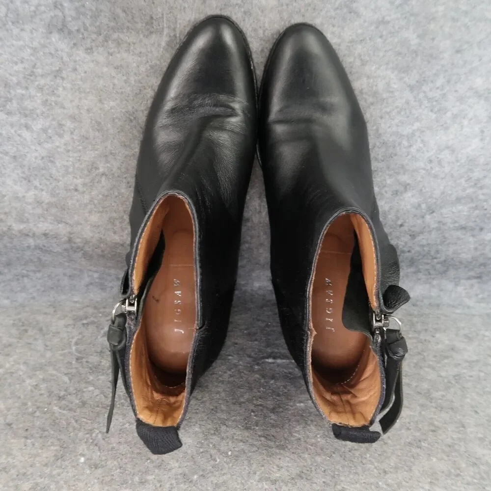 Jigsaw Shoes Womens 40 Booties Leather Calf Hair Fashion Classic Timeless Black